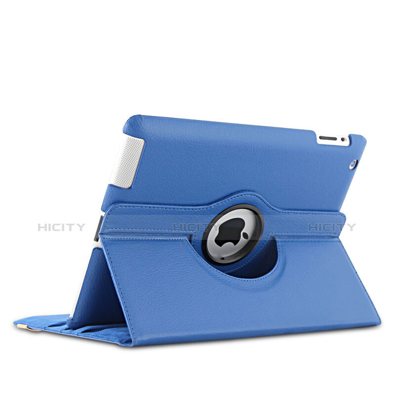 Custodia Portafoglio In Pelle con Supporto Girevole per Apple iPad 3 Blu