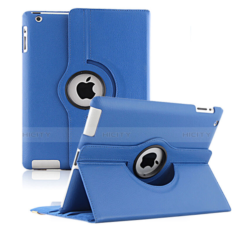 Custodia Portafoglio In Pelle con Supporto Girevole per Apple iPad 4 Blu