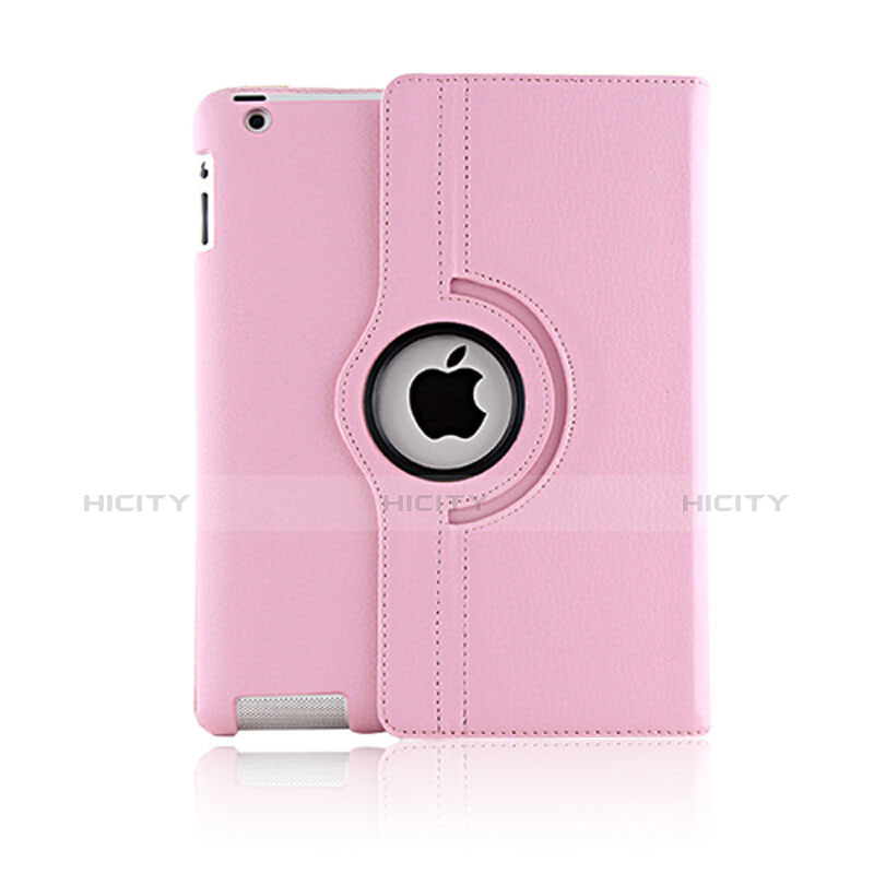 Custodia Portafoglio In Pelle con Supporto Girevole per Apple iPad 4 Rosa