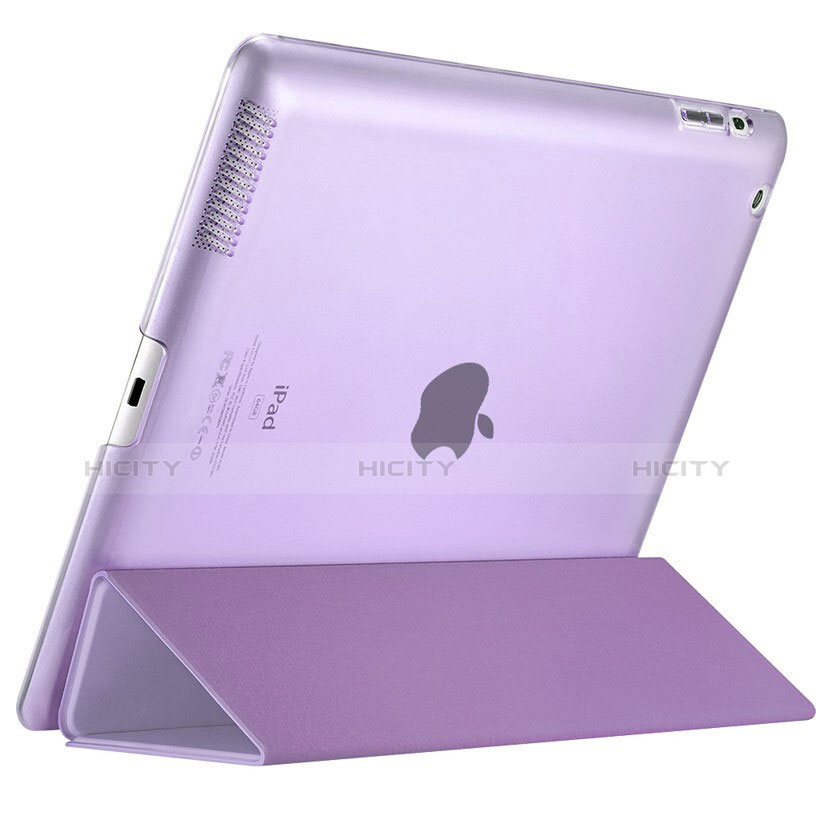 Custodia Portafoglio In Pelle con Supporto L01 per Apple iPad 2 Viola