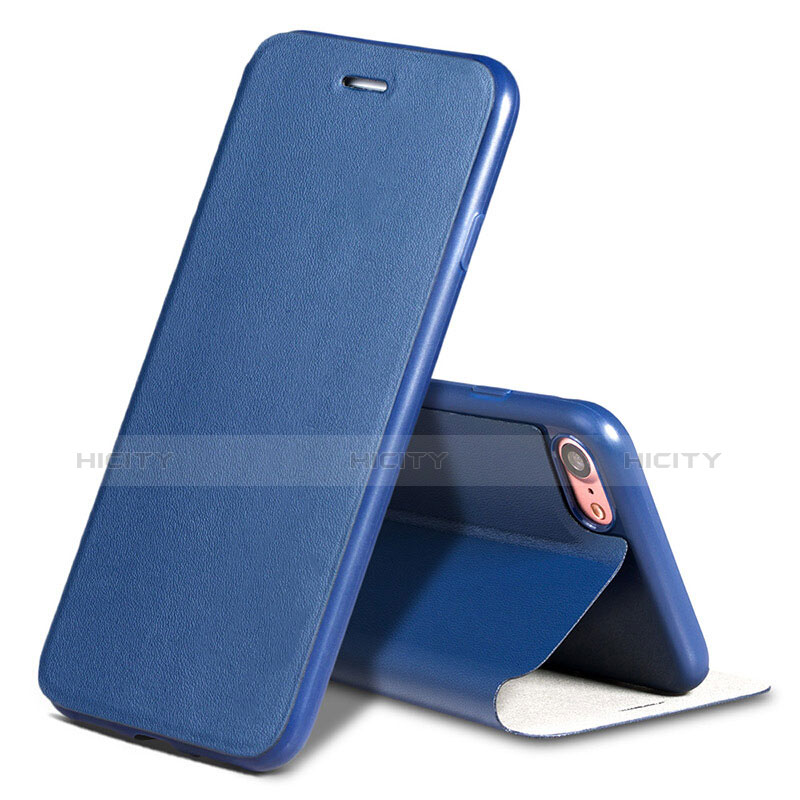 Custodia Portafoglio In Pelle con Supporto L01 per Apple iPhone 8 Blu