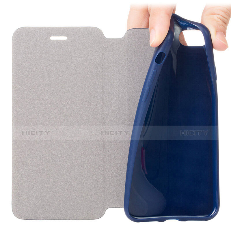 Custodia Portafoglio In Pelle con Supporto L01 per Apple iPhone 8 Blu