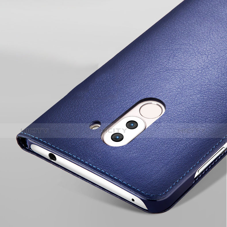 Custodia Portafoglio In Pelle con Supporto L01 per Huawei Honor 6X Pro Blu