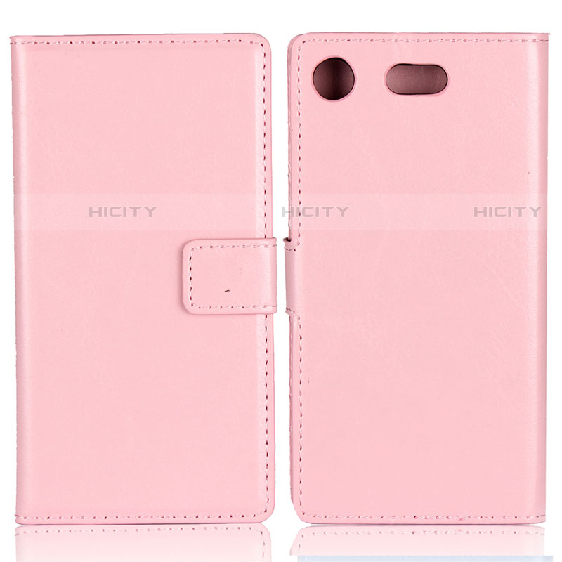 Custodia Portafoglio In Pelle con Supporto L01 per Sony Xperia XZ1 Compact Rosa