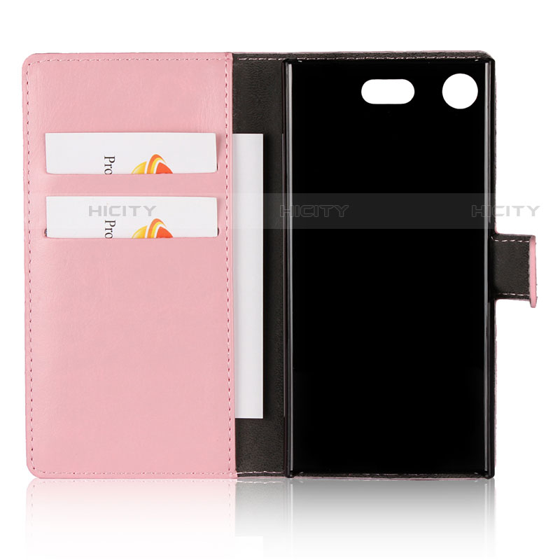 Custodia Portafoglio In Pelle con Supporto L01 per Sony Xperia XZ1 Compact Rosa