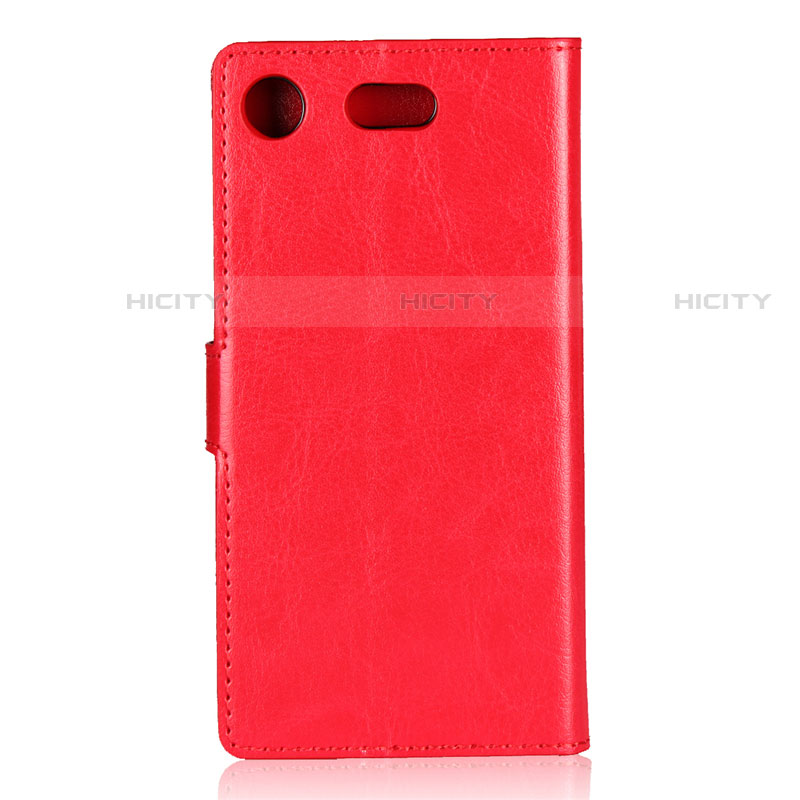 Custodia Portafoglio In Pelle con Supporto L01 per Sony Xperia XZ1 Compact Rosso