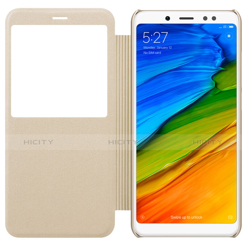 Custodia Portafoglio In Pelle con Supporto L01 per Xiaomi Redmi Note 5 AI Dual Camera Oro