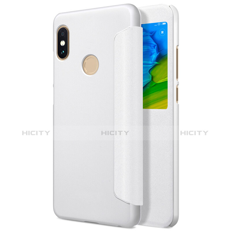 Custodia Portafoglio In Pelle con Supporto L01 per Xiaomi Redmi Note 5 Pro Bianco