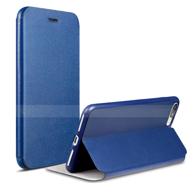 Custodia Portafoglio In Pelle con Supporto L02 per Apple iPhone 7 Plus Blu