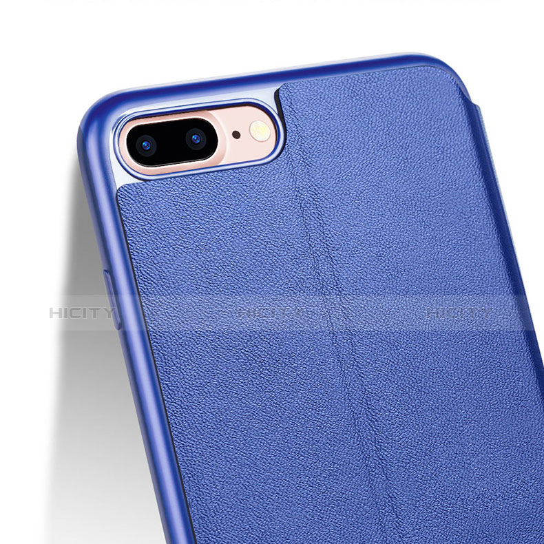 Custodia Portafoglio In Pelle con Supporto L02 per Apple iPhone 7 Plus Blu