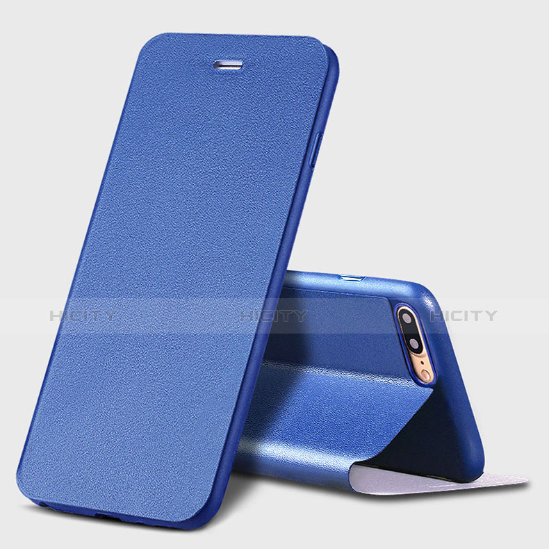 Custodia Portafoglio In Pelle con Supporto L02 per Apple iPhone 7 Plus Blu