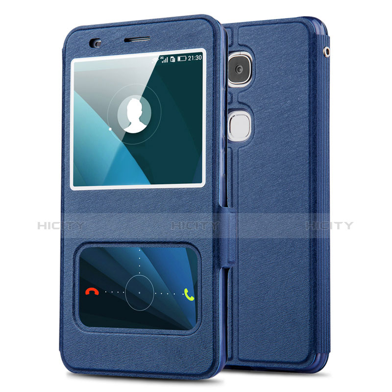 Custodia Portafoglio In Pelle con Supporto L02 per Huawei GR5 Blu