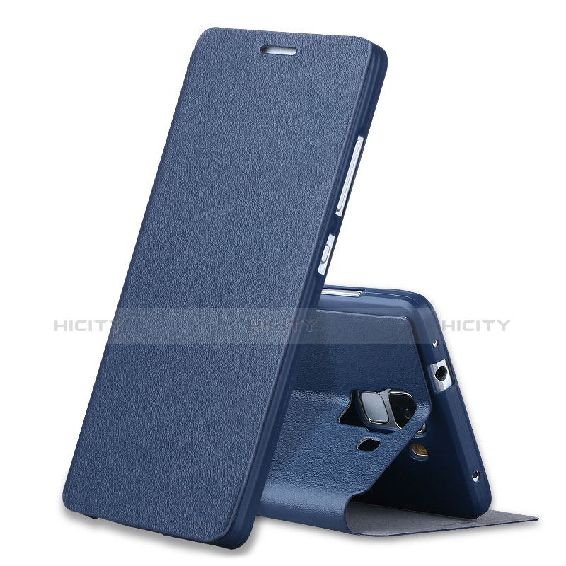 Custodia Portafoglio In Pelle con Supporto L02 per Huawei Honor 7 Dual SIM Blu