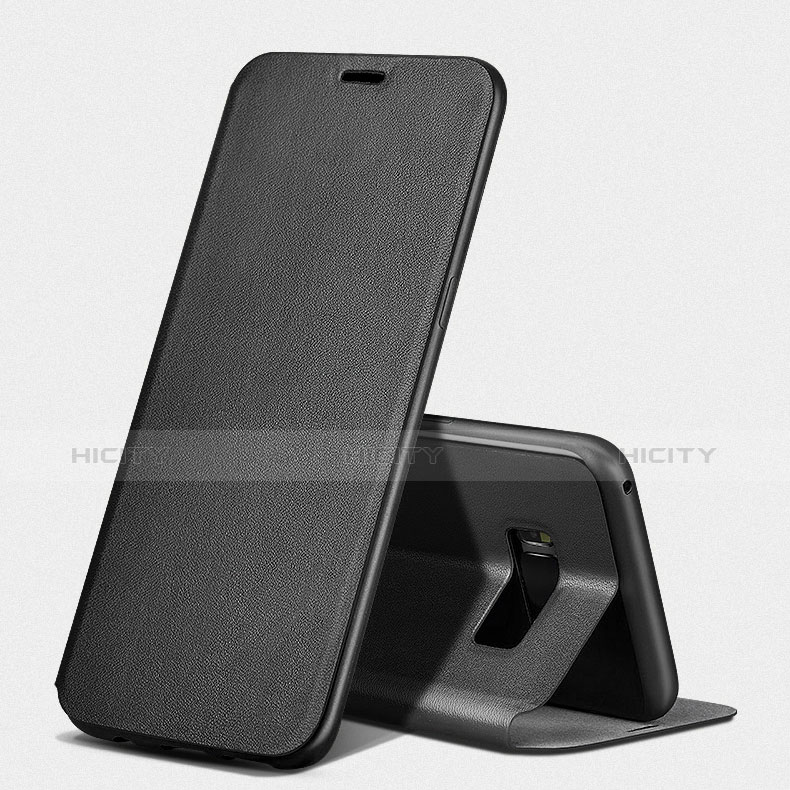 Custodia Portafoglio In Pelle con Supporto L02 per Samsung Galaxy S8 Plus Nero