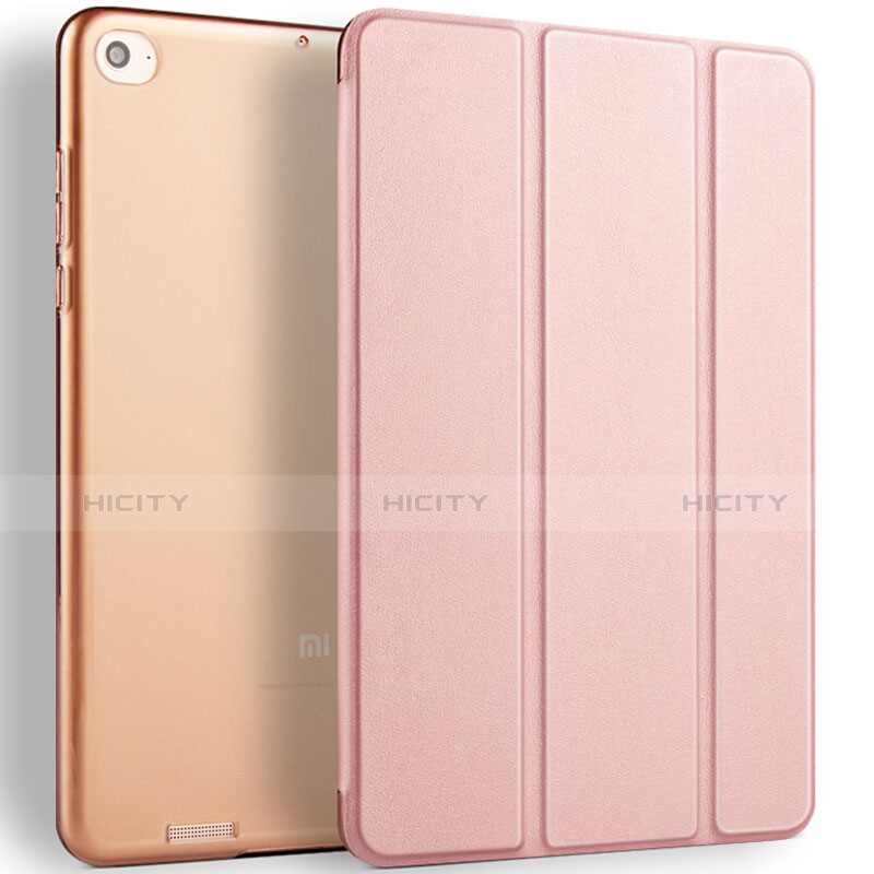 Custodia Portafoglio In Pelle con Supporto L02 per Xiaomi Mi Pad 2 Oro Rosa