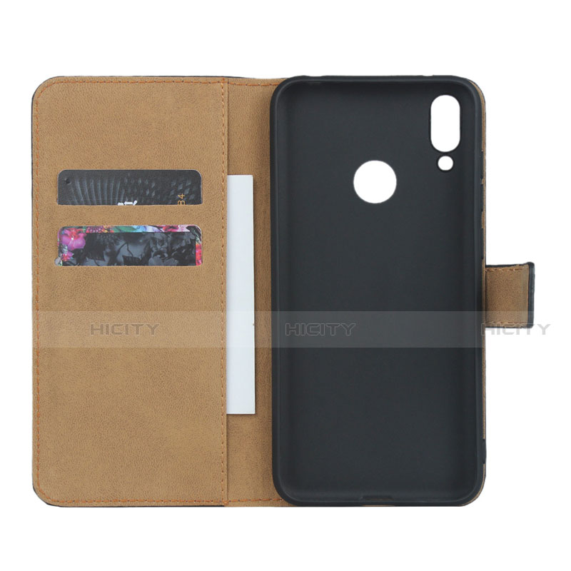 Custodia Portafoglio In Pelle con Supporto L03 per Huawei Y7 Pro (2019) Nero