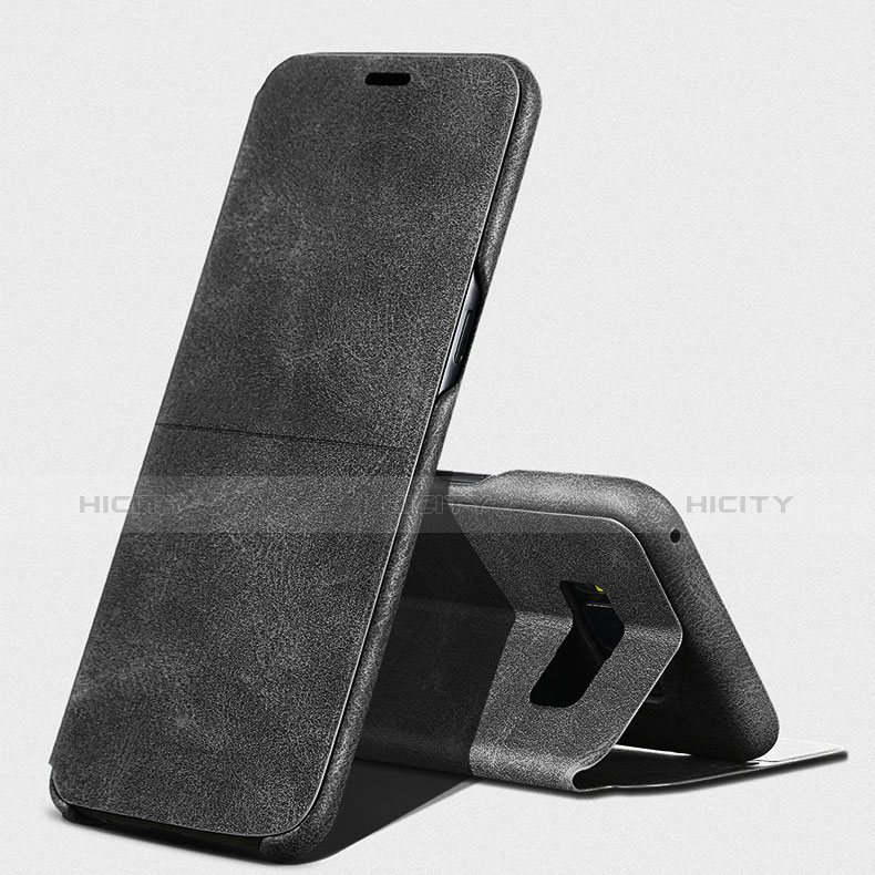 Custodia Portafoglio In Pelle con Supporto L03 per Samsung Galaxy S8 Plus Nero