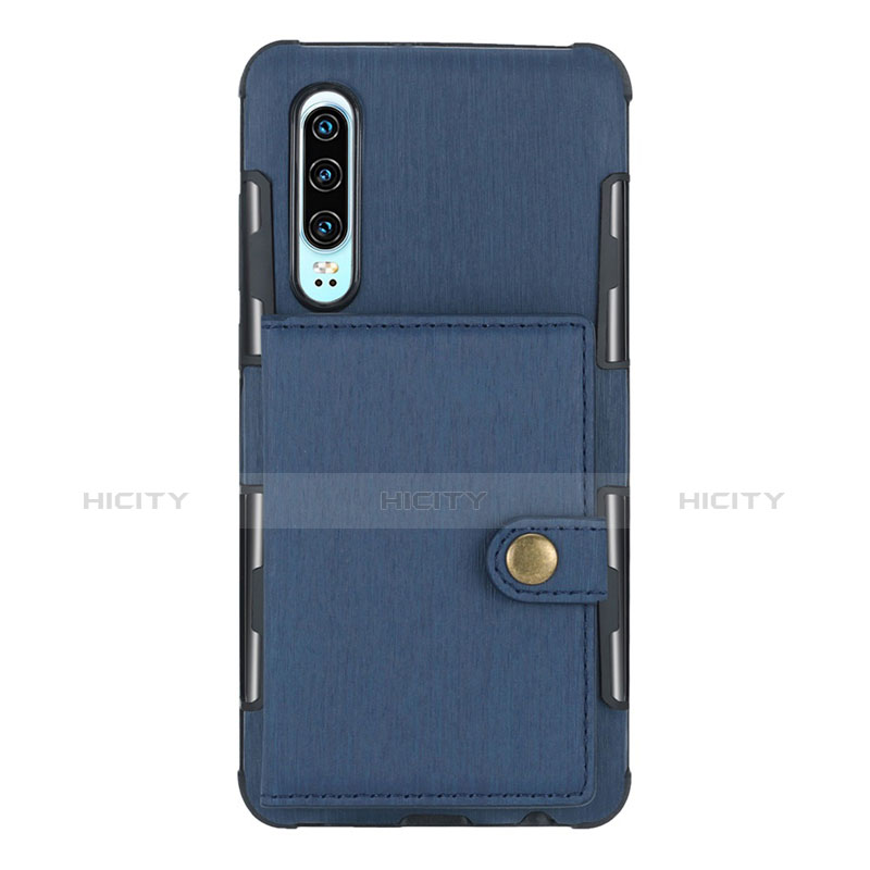 Custodia Portafoglio In Pelle con Supporto L04 per Huawei P30 Blu