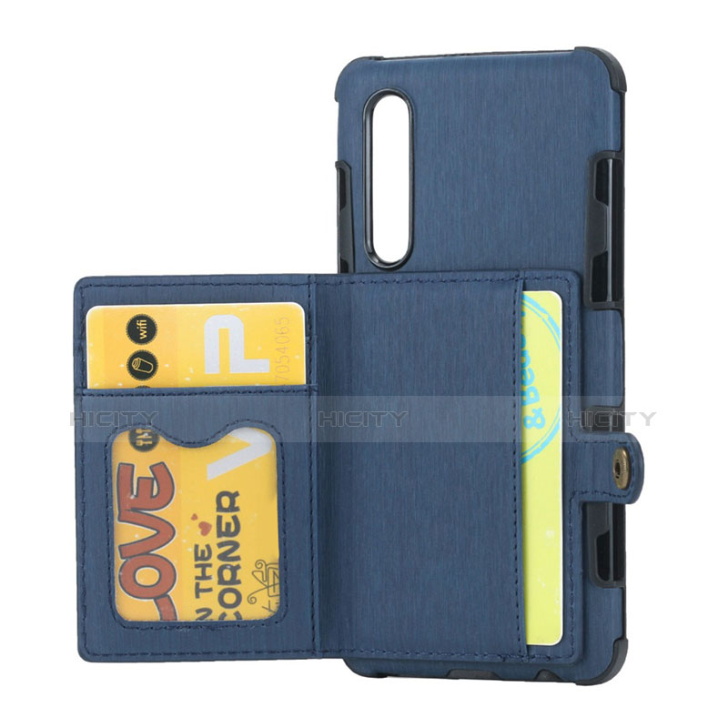 Custodia Portafoglio In Pelle con Supporto L04 per Huawei P30 Blu