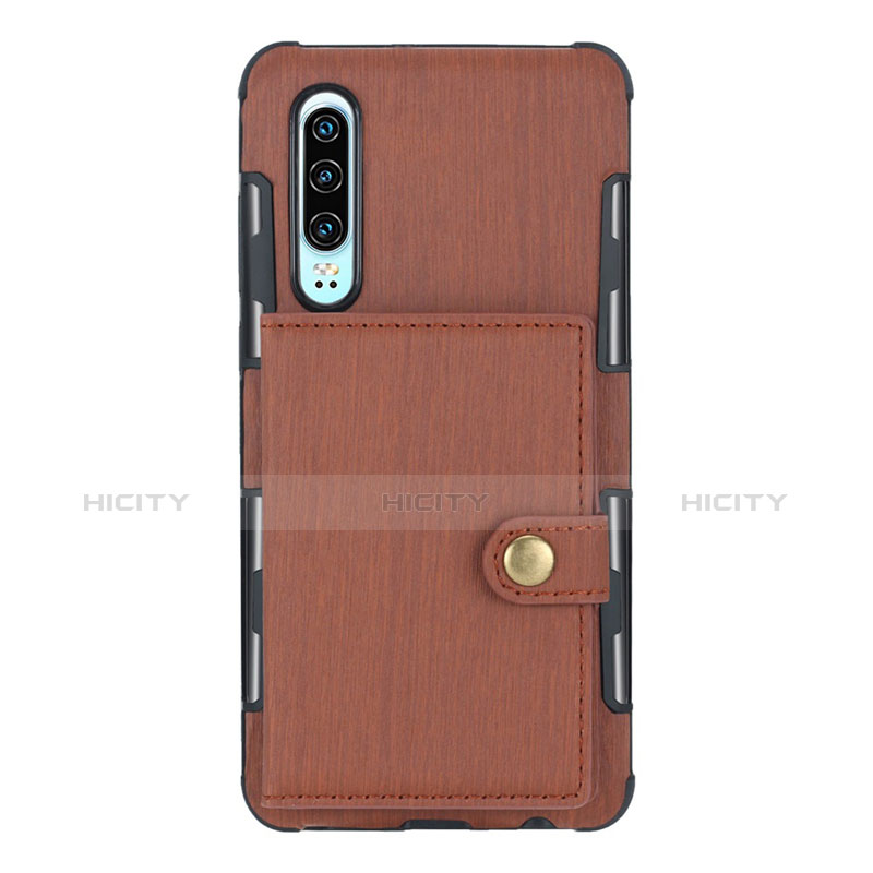 Custodia Portafoglio In Pelle con Supporto L04 per Huawei P30 Marrone