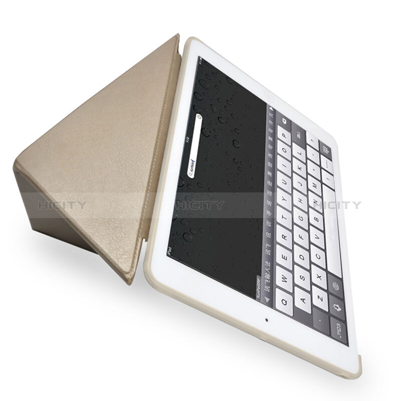 Custodia Portafoglio In Pelle con Supporto L08 per Apple New iPad 9.7 (2018) Oro