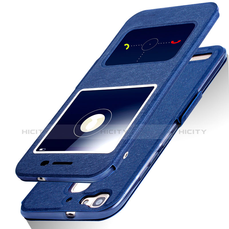 Custodia Portafoglio In Pelle con Supporto per Huawei Enjoy 5S Blu