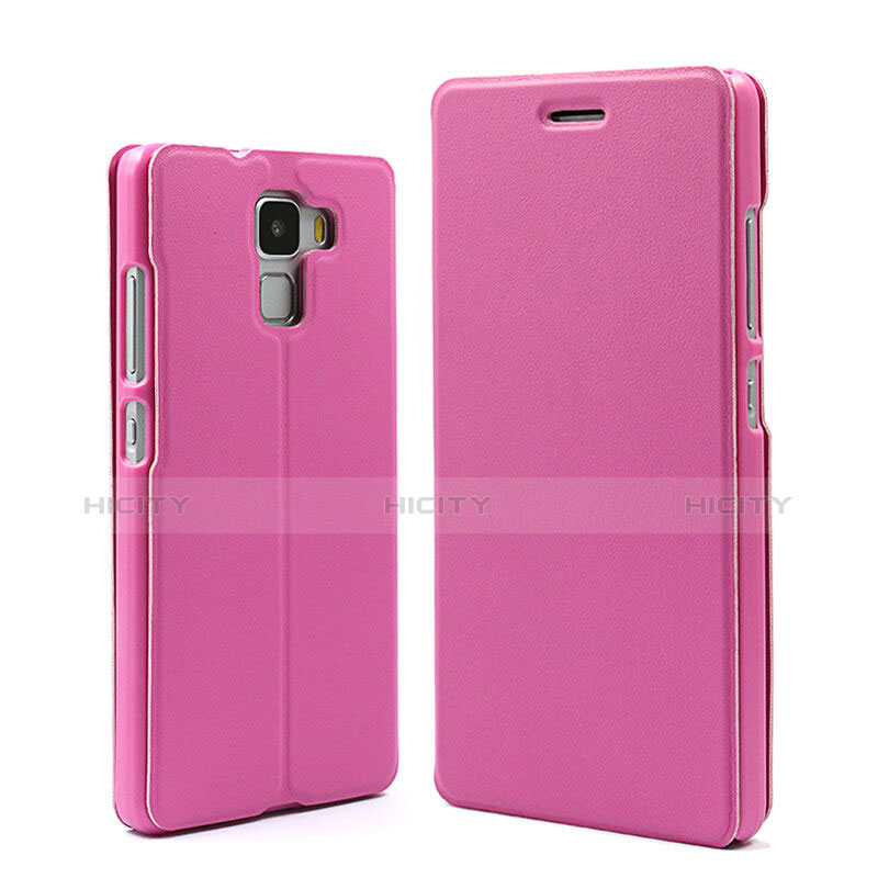 Custodia Portafoglio In Pelle con Supporto per Huawei Honor 7 Rosa