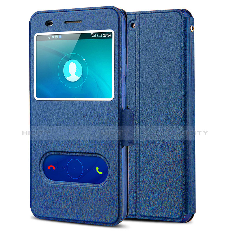 Custodia Portafoglio In Pelle con Supporto per Huawei Honor Holly 3 Blu