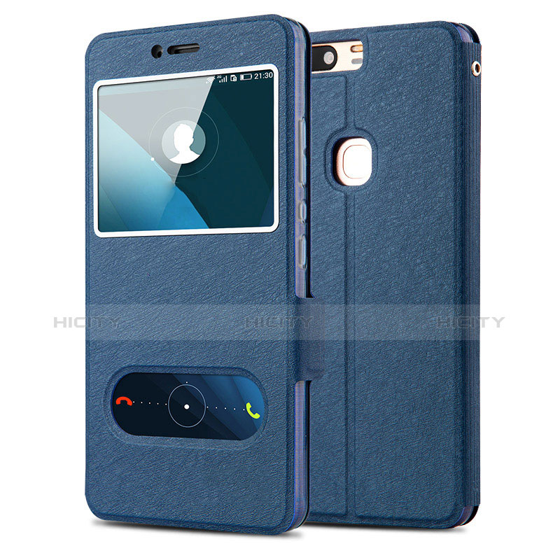 Custodia Portafoglio In Pelle con Supporto per Huawei Honor V8 Blu