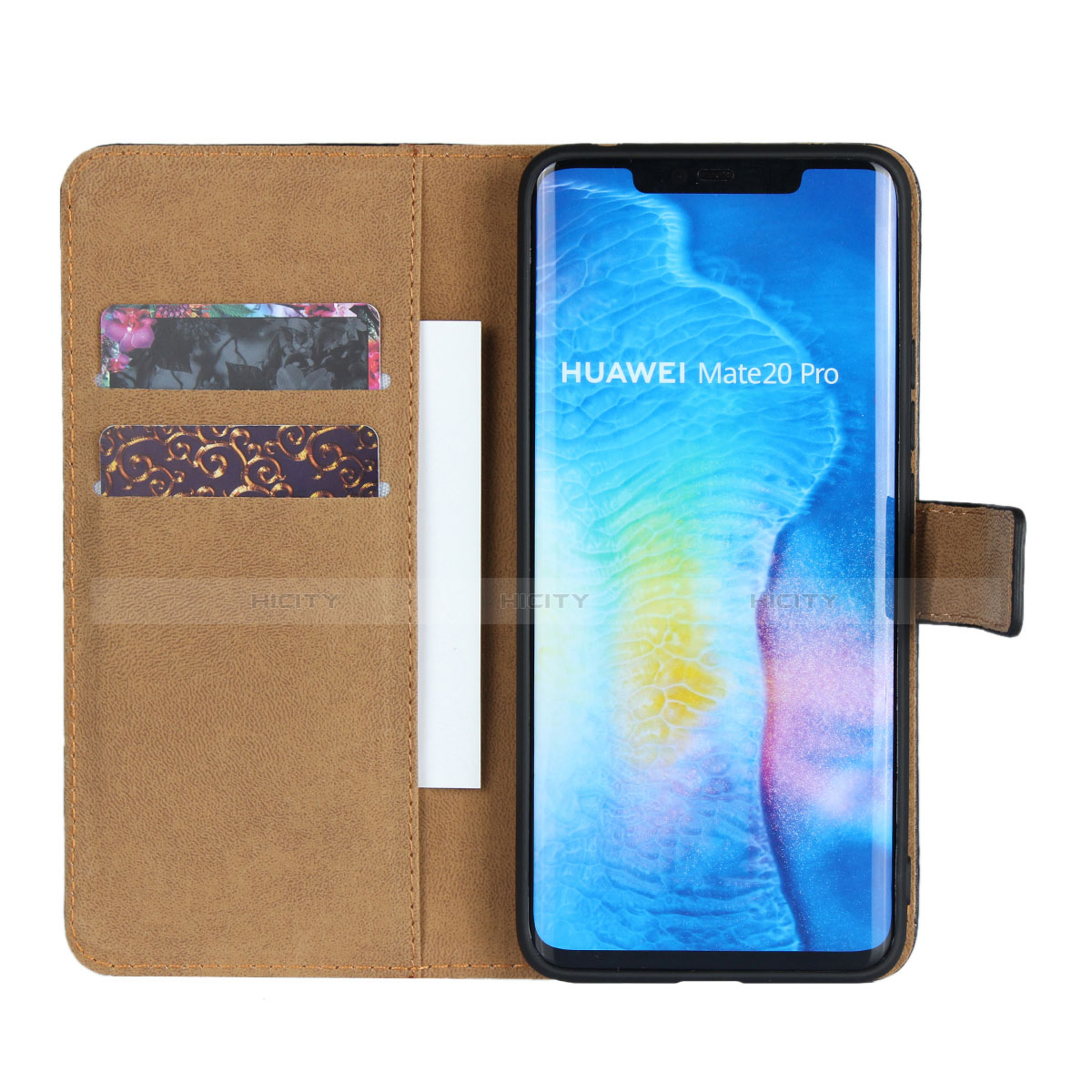 Custodia Portafoglio In Pelle con Supporto per Huawei Mate 20 Pro Nero