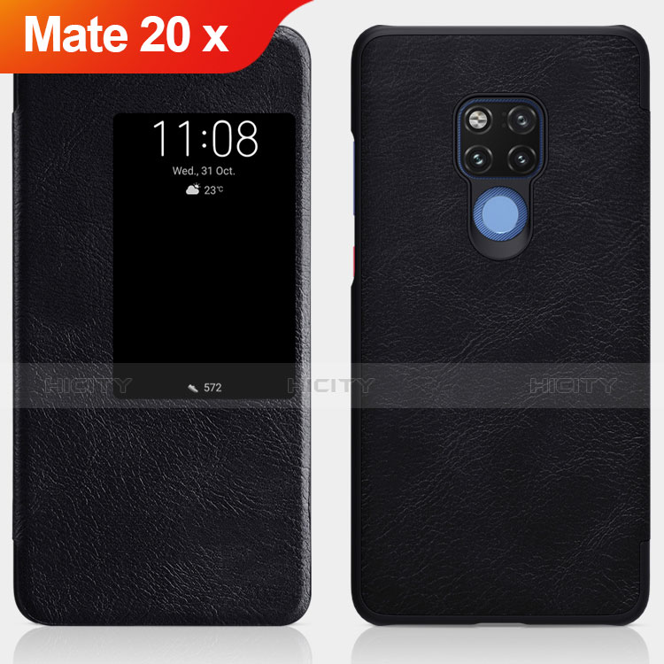 Custodia Portafoglio In Pelle con Supporto per Huawei Mate 20 X Nero