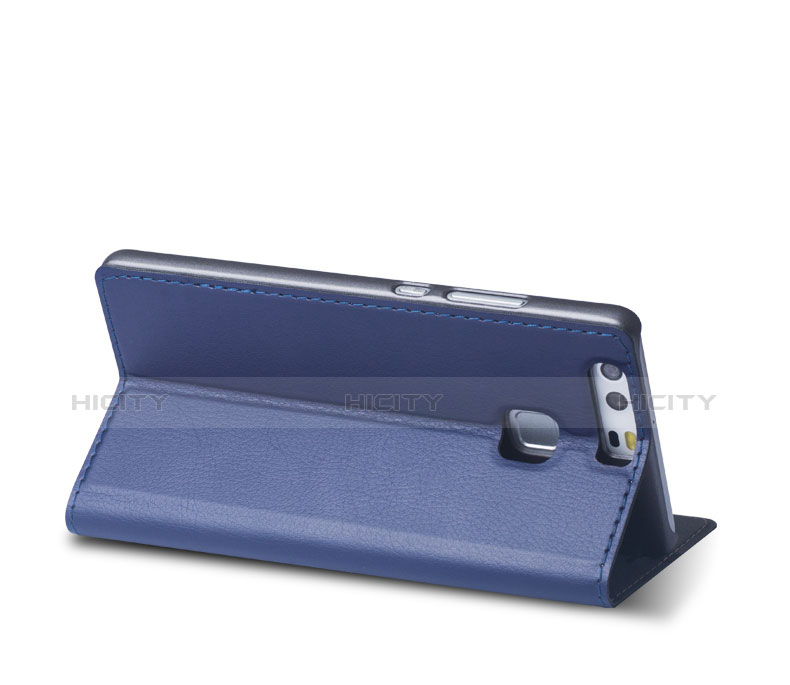 Custodia Portafoglio In Pelle con Supporto per Huawei P9 Plus Blu