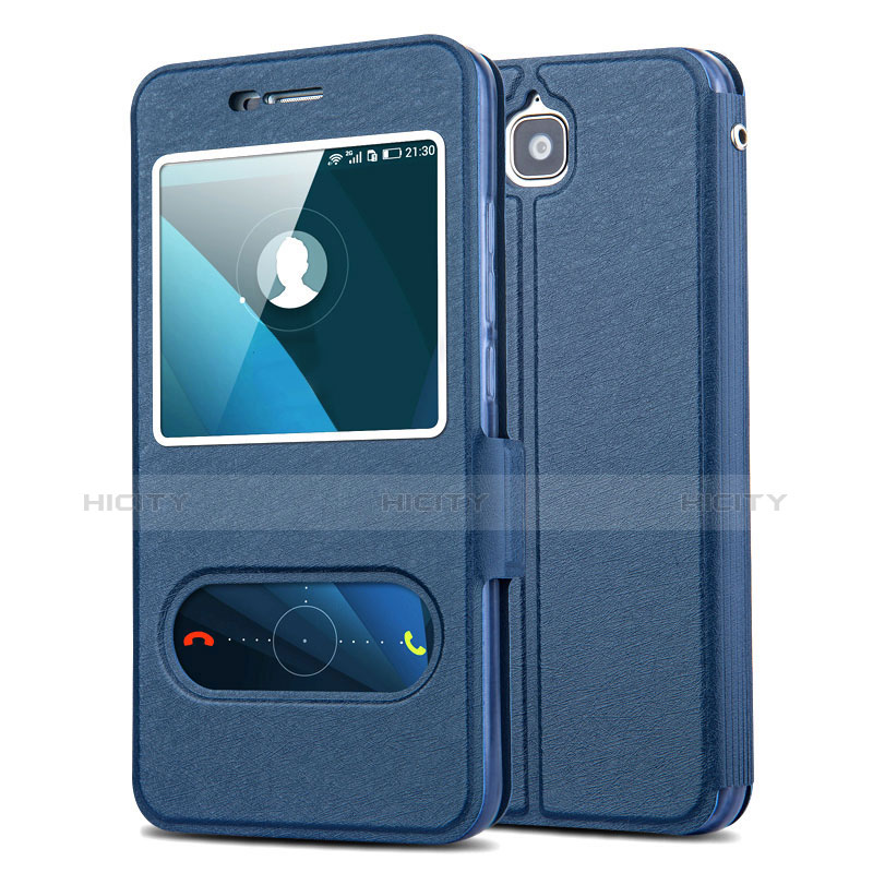 Custodia Portafoglio In Pelle con Supporto per Huawei Y6 Pro Blu