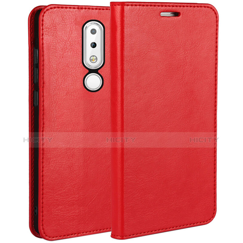 Custodia Portafoglio In Pelle con Supporto per Nokia 6.1 Plus Rosso