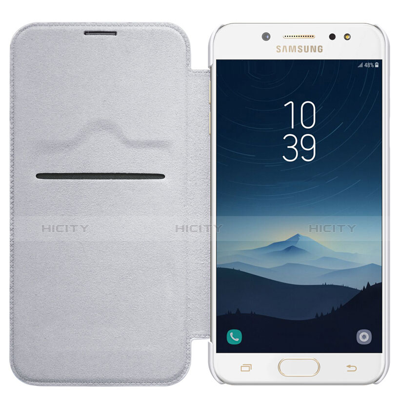 Custodia Portafoglio In Pelle con Supporto per Samsung Galaxy C7 (2017) Bianco