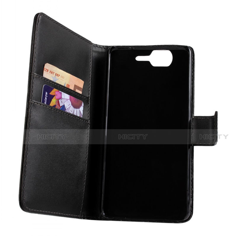 Custodia Portafoglio In Pelle con Supporto per Wiko Highway Nero