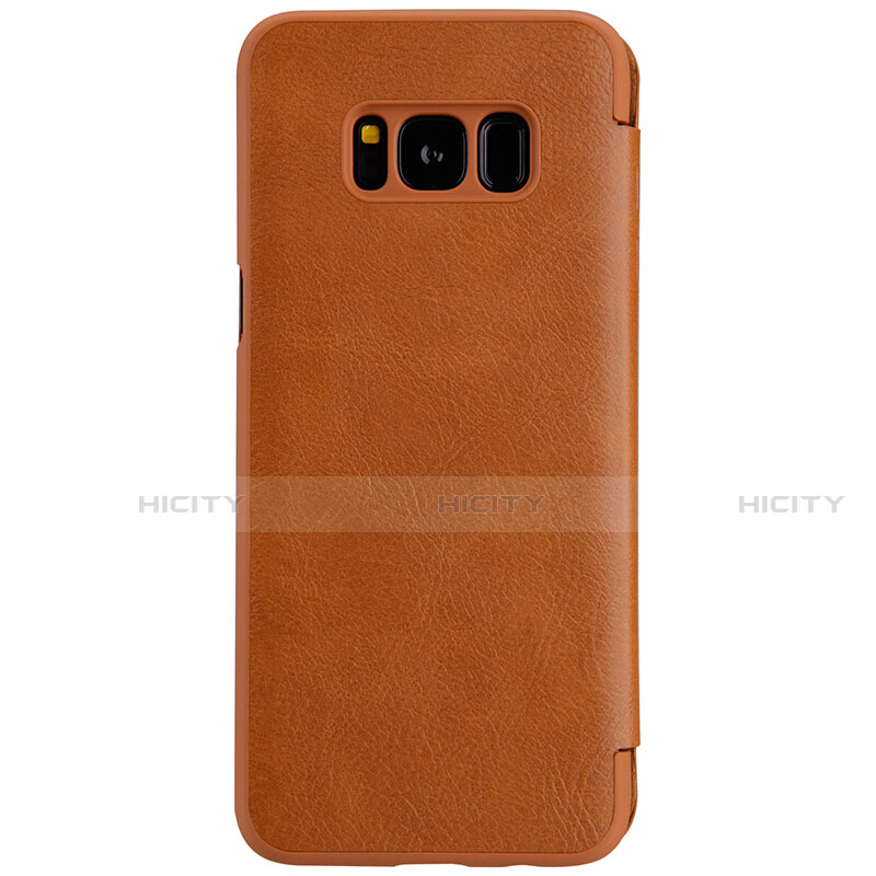 Custodia Portafoglio In Pelle con Supporto S01 per Samsung Galaxy S8 Marrone