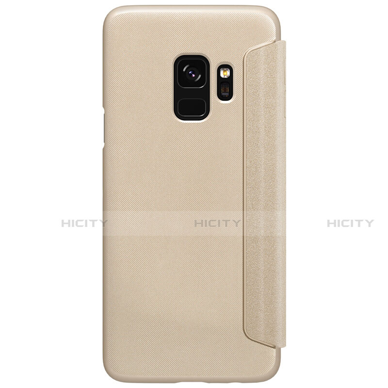 Custodia Portafoglio In Pelle con Supporto S01 per Samsung Galaxy S9 Oro