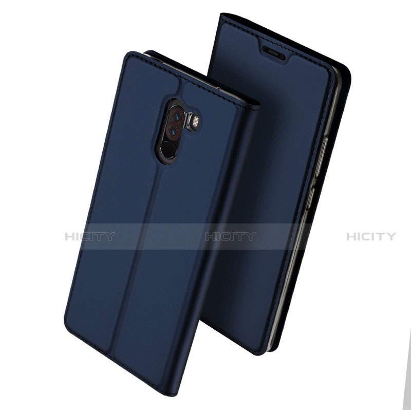 Custodia Portafoglio In Pelle con Supporto S01 per Xiaomi Pocophone F1 Blu