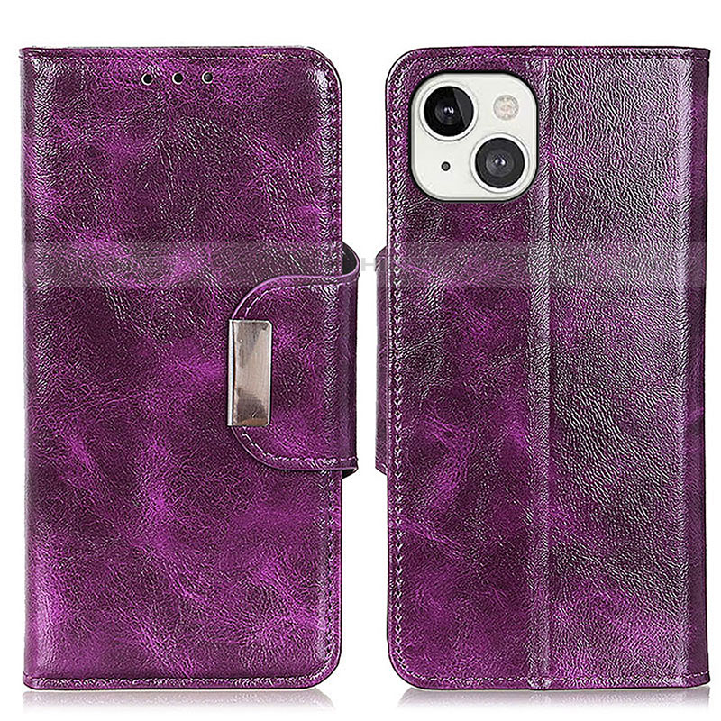 Custodia Portafoglio In Pelle Cover con Supporto A01 per Apple iPhone 13 Mini Viola