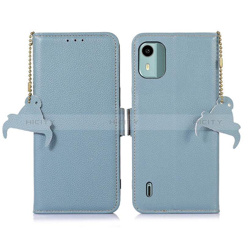 Custodia Portafoglio In Pelle Cover con Supporto A01D per Nokia C12 Azzurro