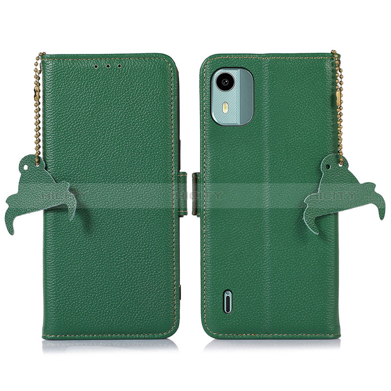 Custodia Portafoglio In Pelle Cover con Supporto A01D per Nokia C12 Verde