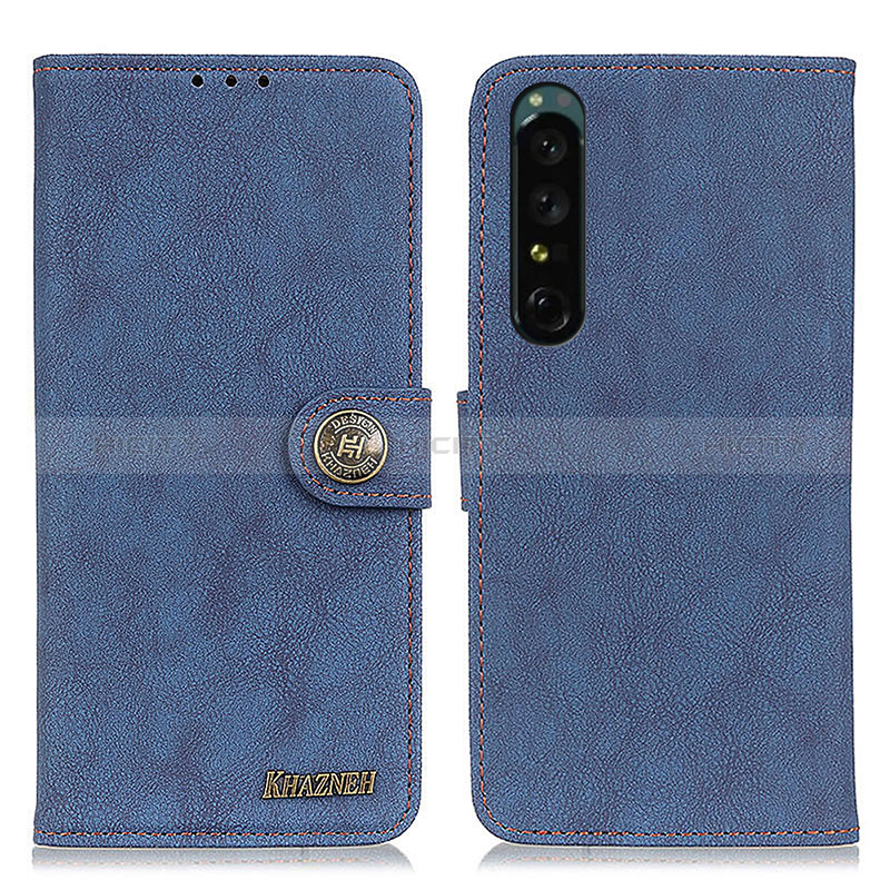 Custodia Portafoglio In Pelle Cover con Supporto A01D per Sony Xperia 1 IV Blu