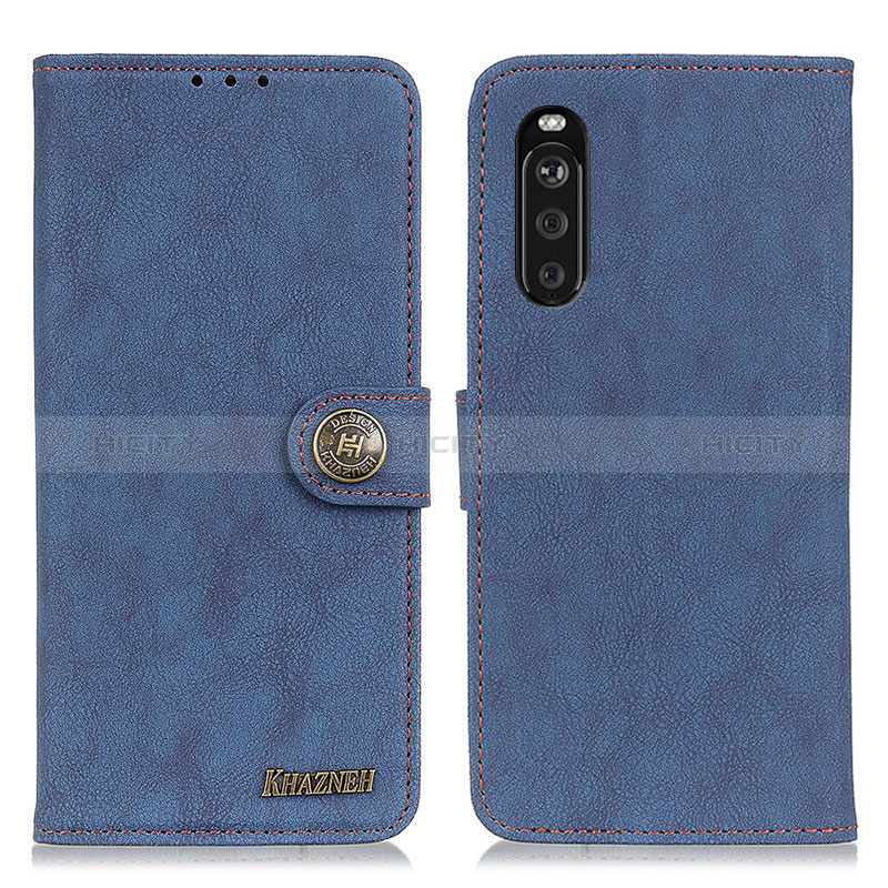 Custodia Portafoglio In Pelle Cover con Supporto A01D per Sony Xperia 10 III Blu