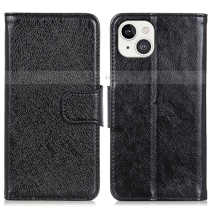 Custodia Portafoglio In Pelle Cover con Supporto A02 per Apple iPhone 14 Nero