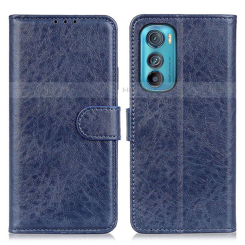 Custodia Portafoglio In Pelle Cover con Supporto A02D per Motorola Moto Edge 30 5G Blu