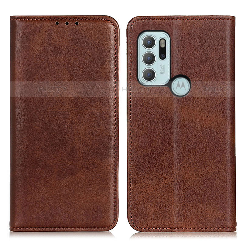 Custodia Portafoglio In Pelle Cover con Supporto A02D per Motorola Moto G60s Marrone