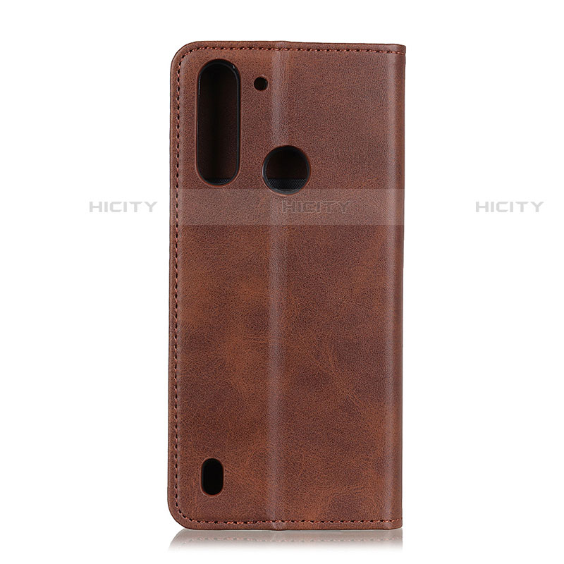 Custodia Portafoglio In Pelle Cover con Supporto A02D per Motorola Moto One Fusion Marrone