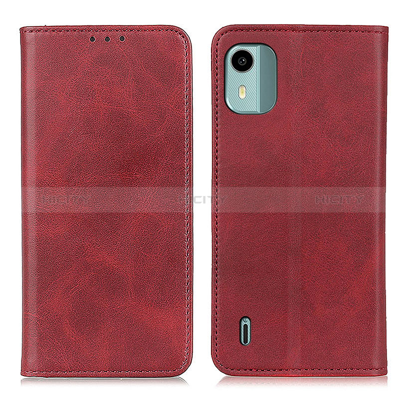 Custodia Portafoglio In Pelle Cover con Supporto A02D per Nokia C12 Rosso