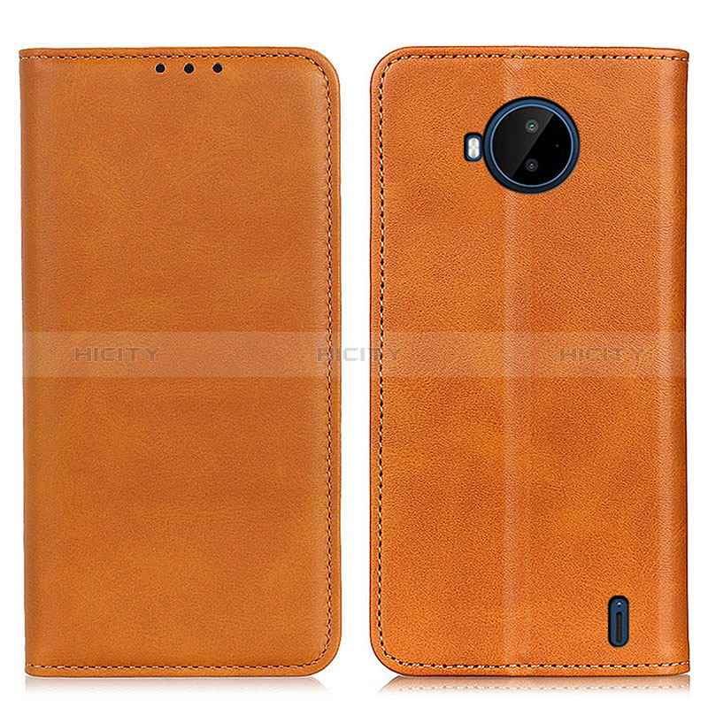 Custodia Portafoglio In Pelle Cover con Supporto A02D per Nokia C20 Plus Marrone Chiaro